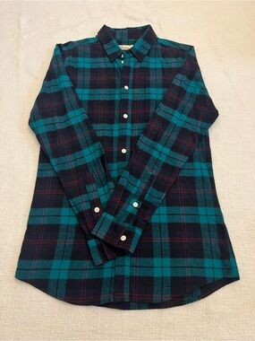 Another Influence Teal Plaid Flannel Button Up black, teal, red plaid size small